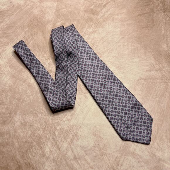 Yves Saint Laurent Neckwear Vintage 80s Silk Neck Tie Geometric Diamond Formal - Picture 6 of 6